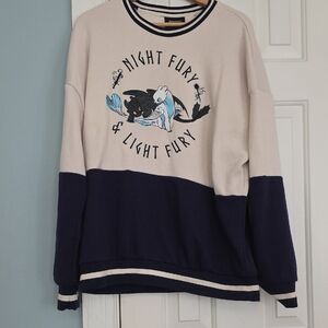 Dreamworks Dragons Cream and Navy Ringer Crewneck